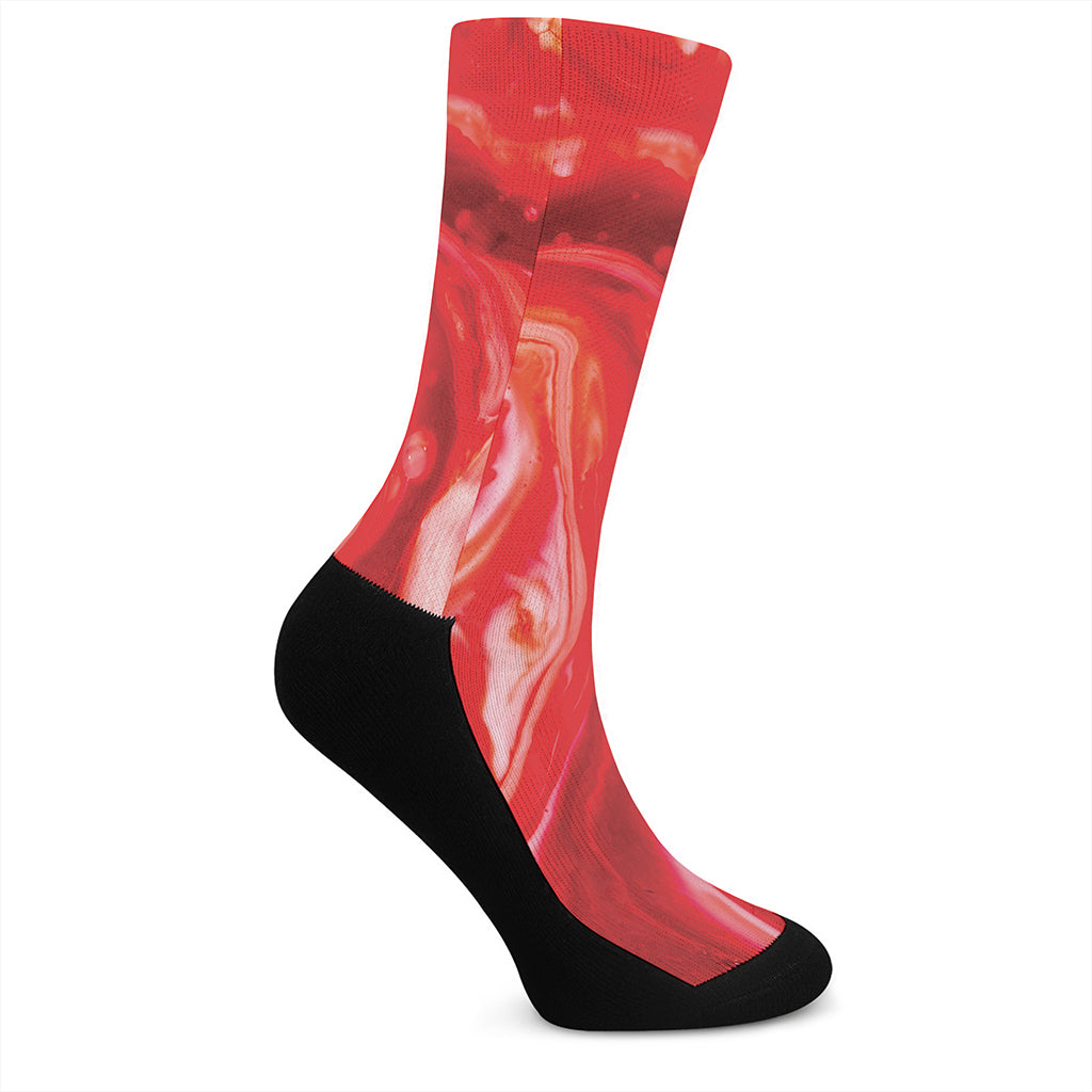 Red Acid Melt Print Crew Socks