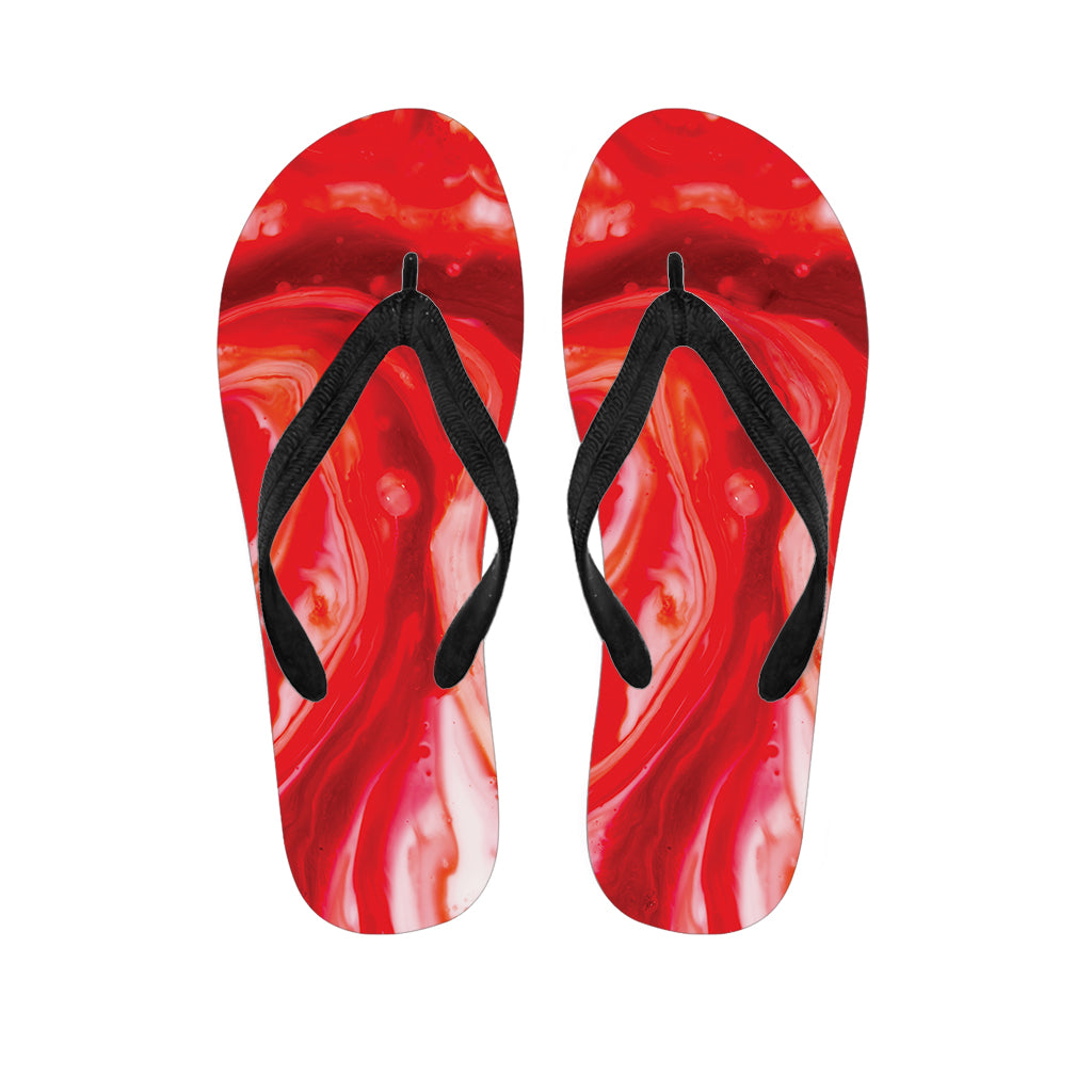 Red Acid Melt Print Flip Flops