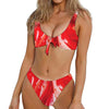 Red Acid Melt Print Front Bow Tie Bikini