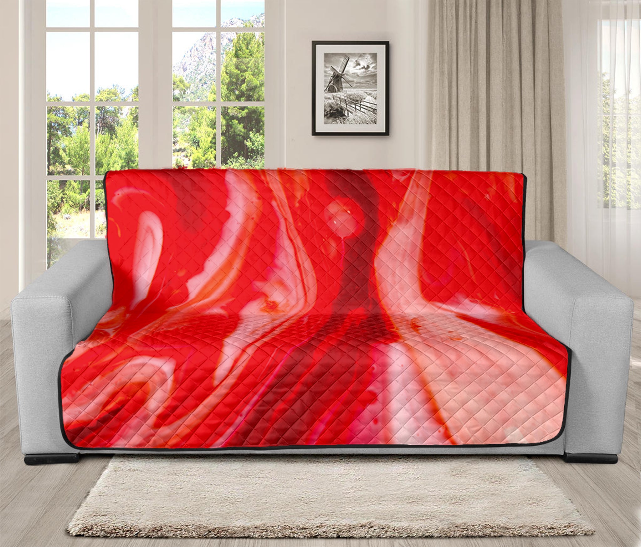 Red Acid Melt Print Futon Protector