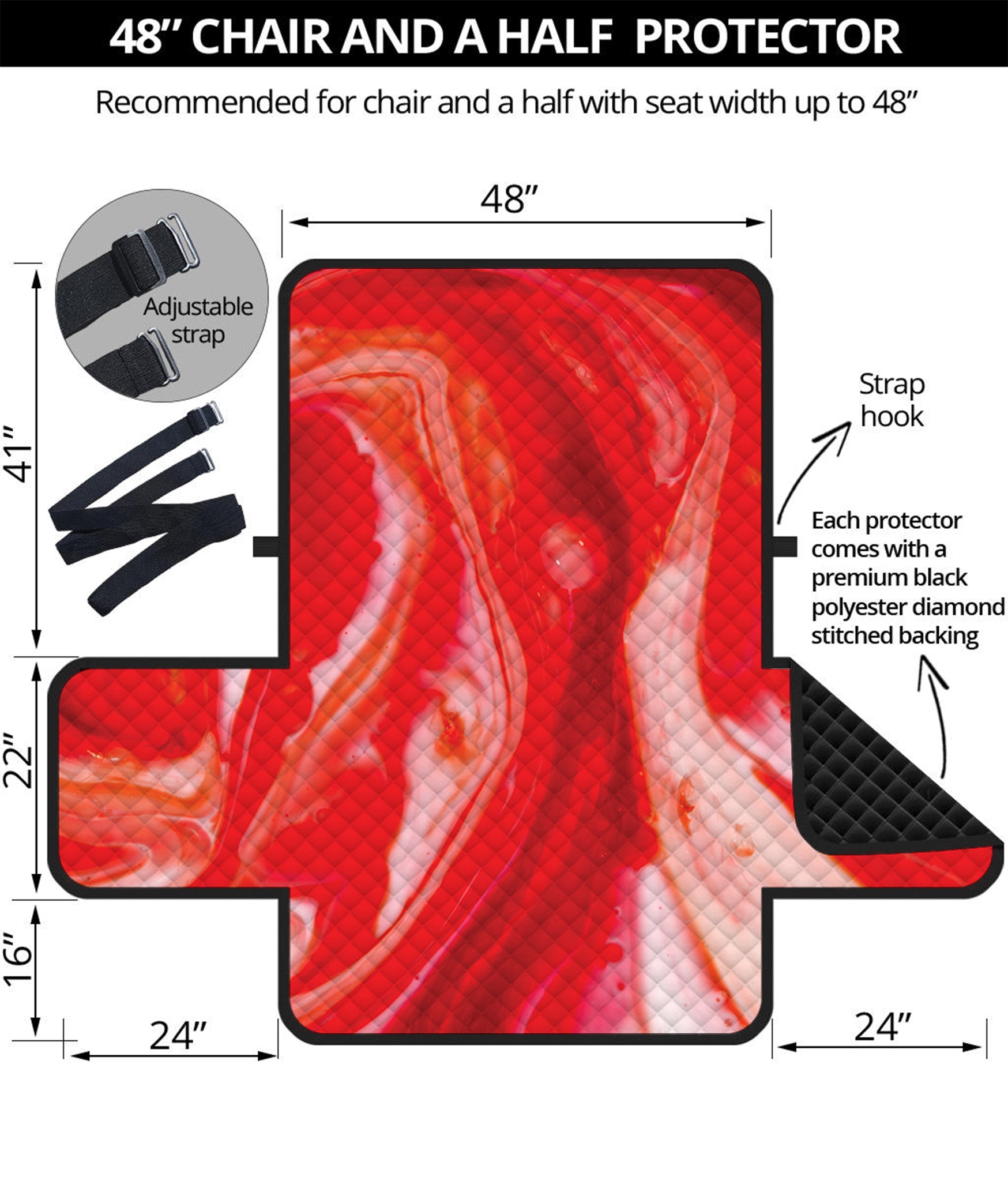 Red Acid Melt Print Half Sofa Protector