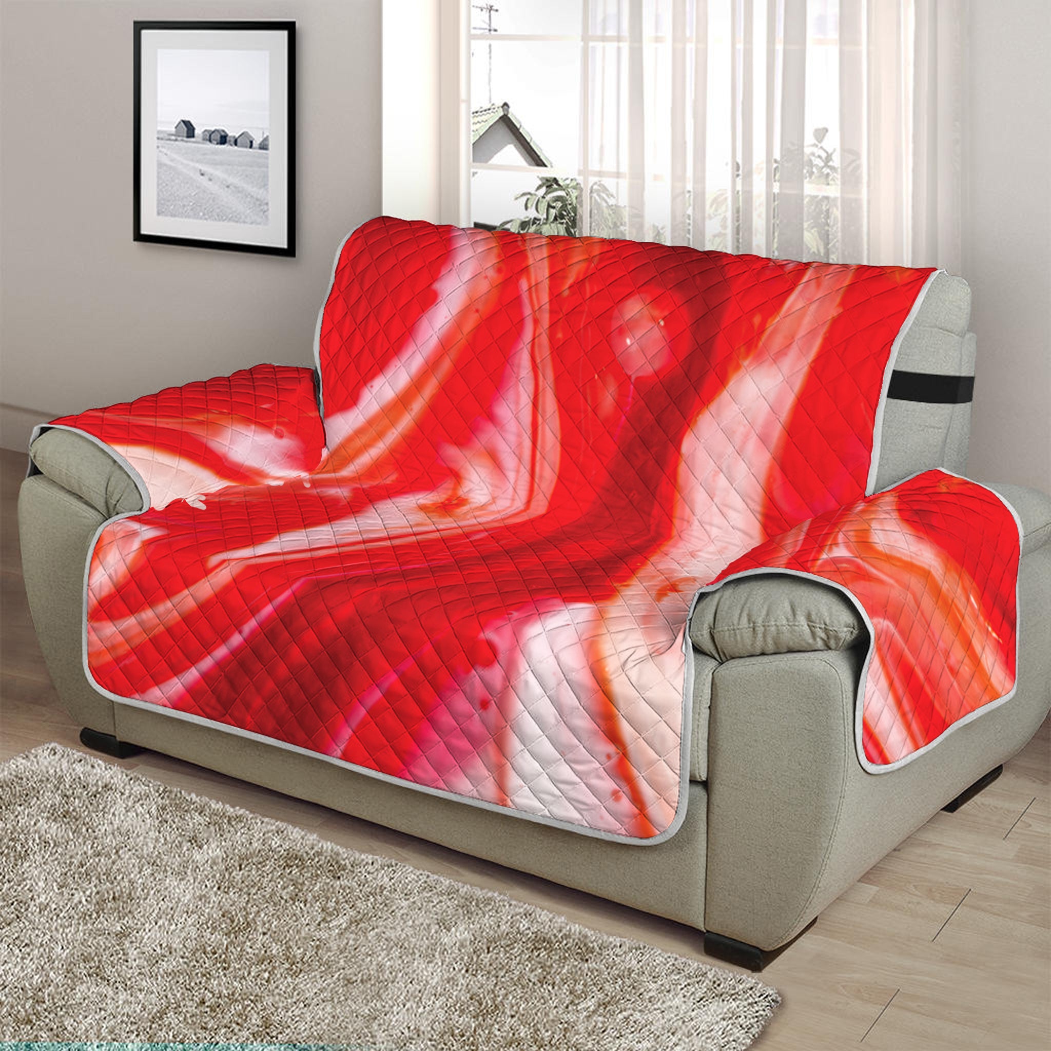 Red Acid Melt Print Half Sofa Protector