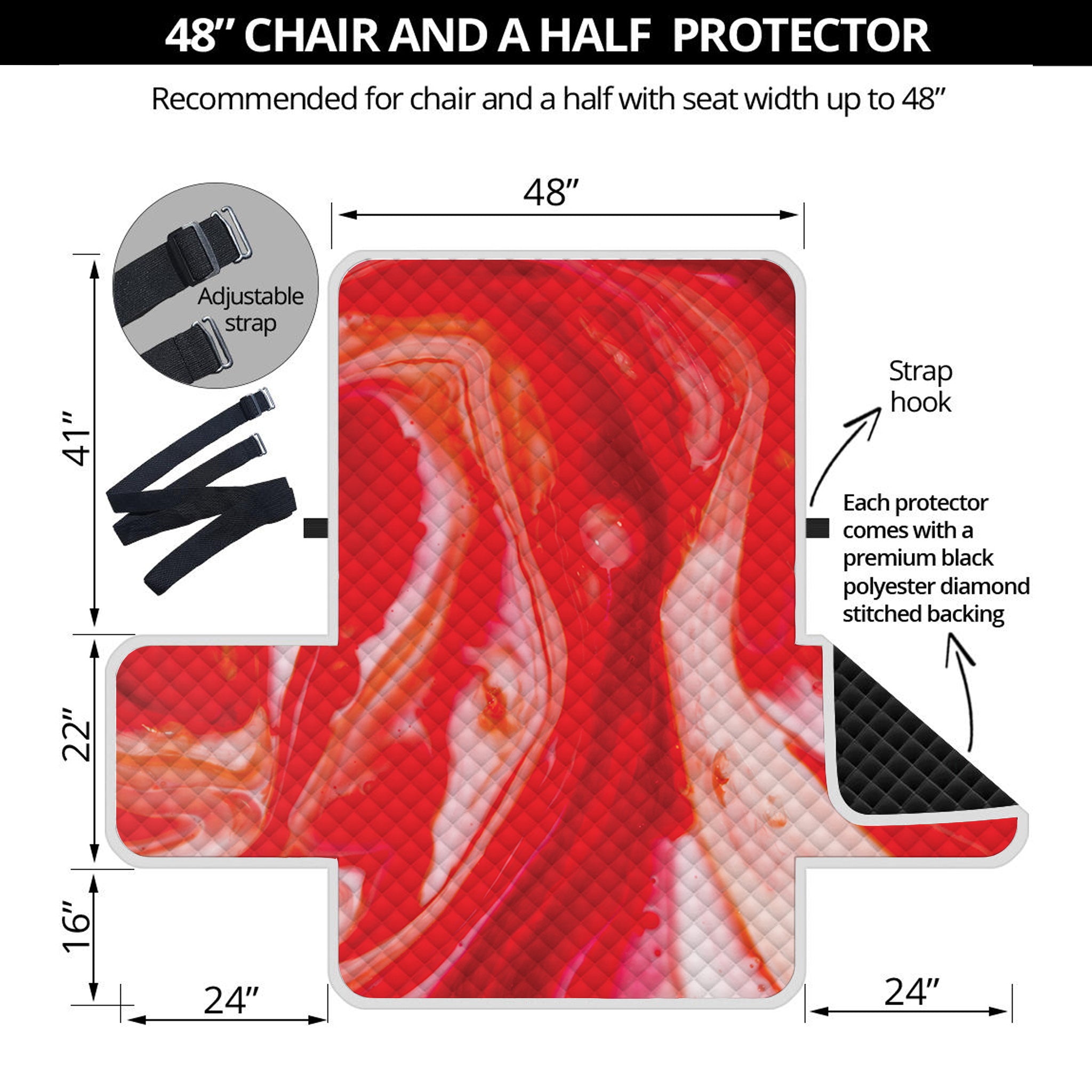 Red Acid Melt Print Half Sofa Protector