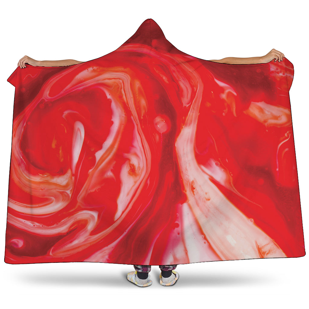 Red Acid Melt Print Hooded Blanket