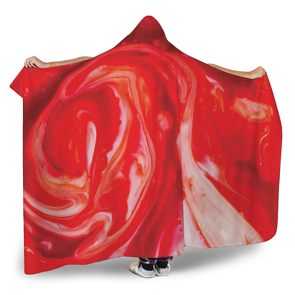 Red Acid Melt Print Hooded Blanket