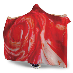 Red Acid Melt Print Hooded Blanket