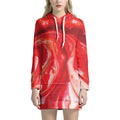 Red Acid Melt Print Pullover Hoodie Dress