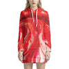 Red Acid Melt Print Hoodie Dress