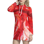 Red Acid Melt Print Hoodie Dress