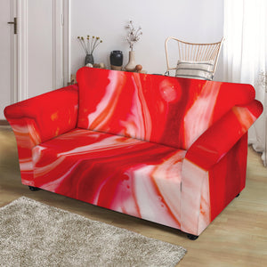 Red Acid Melt Print Loveseat Slipcover