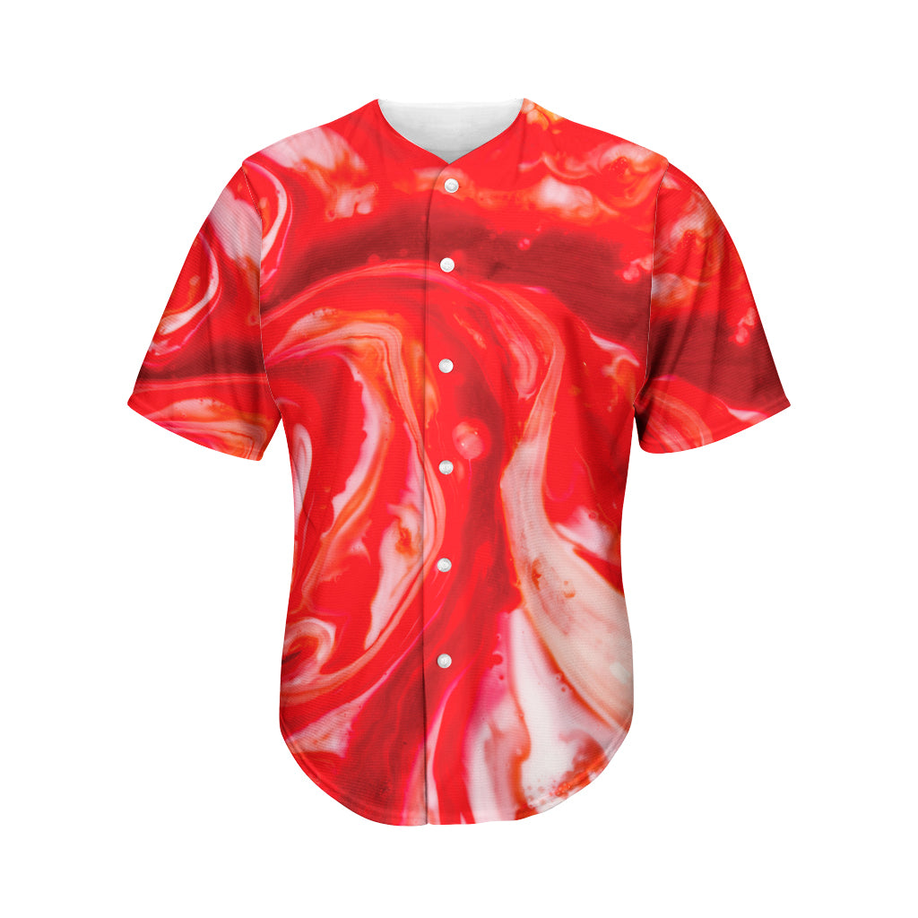 Red Acid Melt Print Men's Baseball Jersey