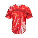 Red Acid Melt Print Men's Baseball Jersey