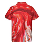 Red Acid Melt Print Men's Short Sleeve Shirt