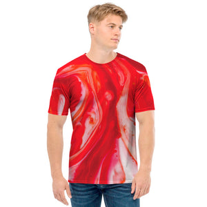 Red Acid Melt Print Men's T-Shirt