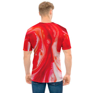 Red Acid Melt Print Men's T-Shirt