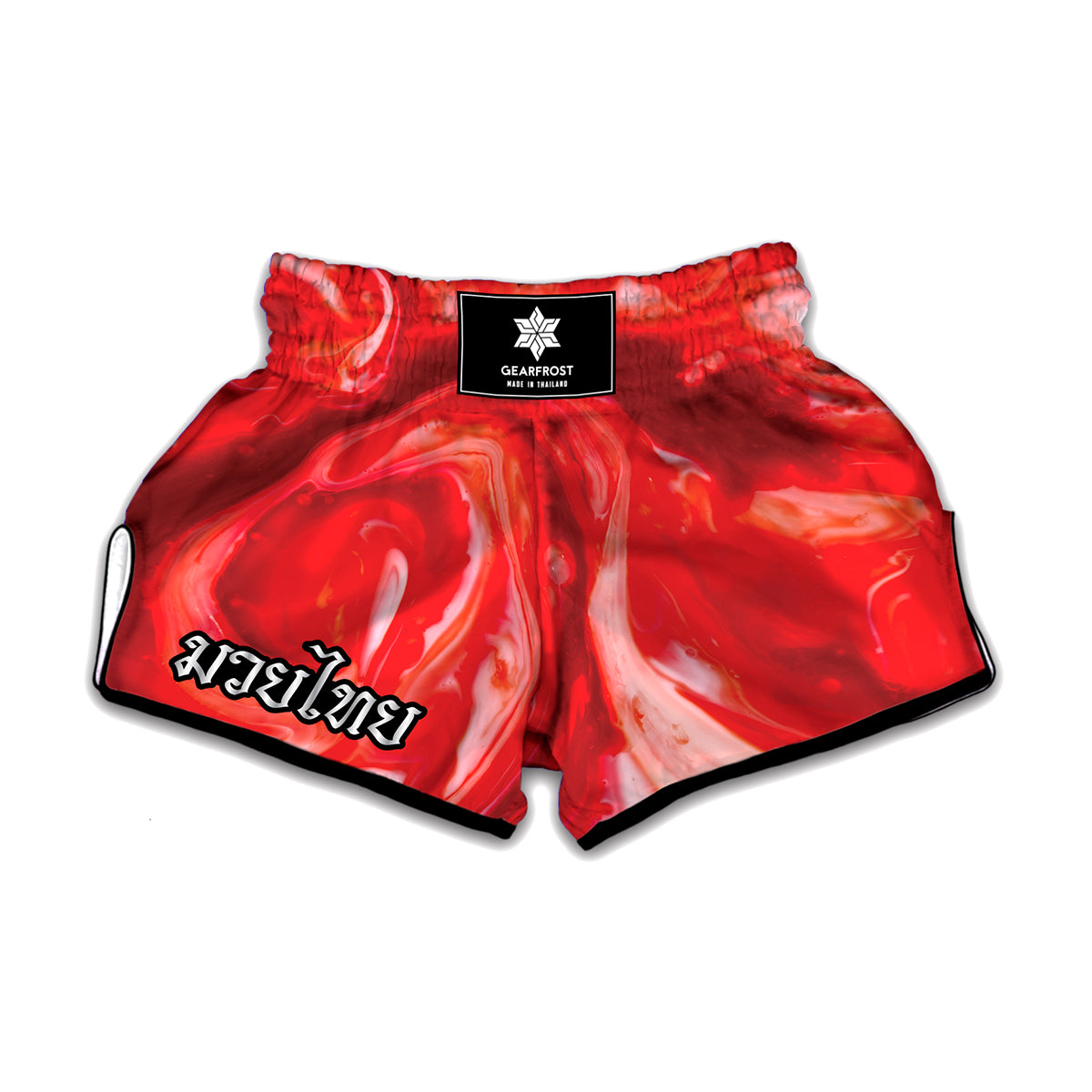 Red Acid Melt Print Muay Thai Boxing Shorts