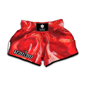 Red Acid Melt Print Muay Thai Boxing Shorts