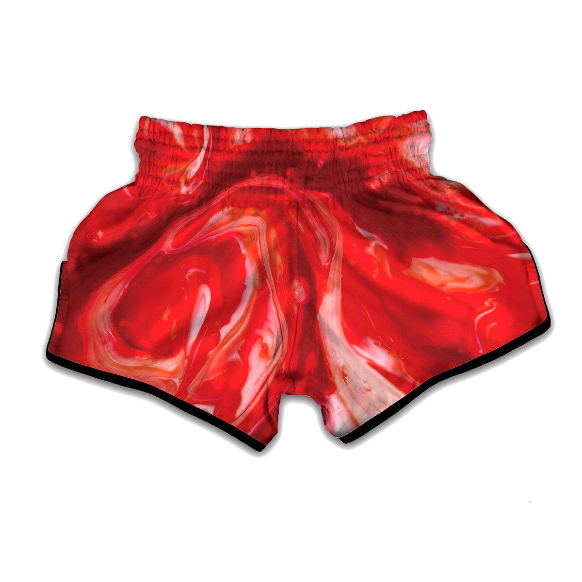 Red Acid Melt Print Muay Thai Boxing Shorts