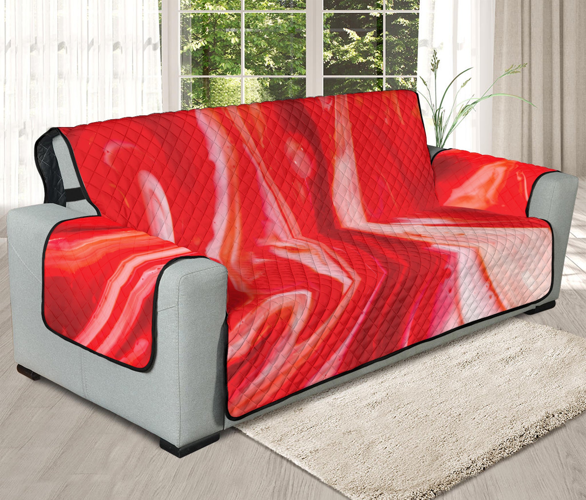 Red Acid Melt Print Oversized Sofa Protector