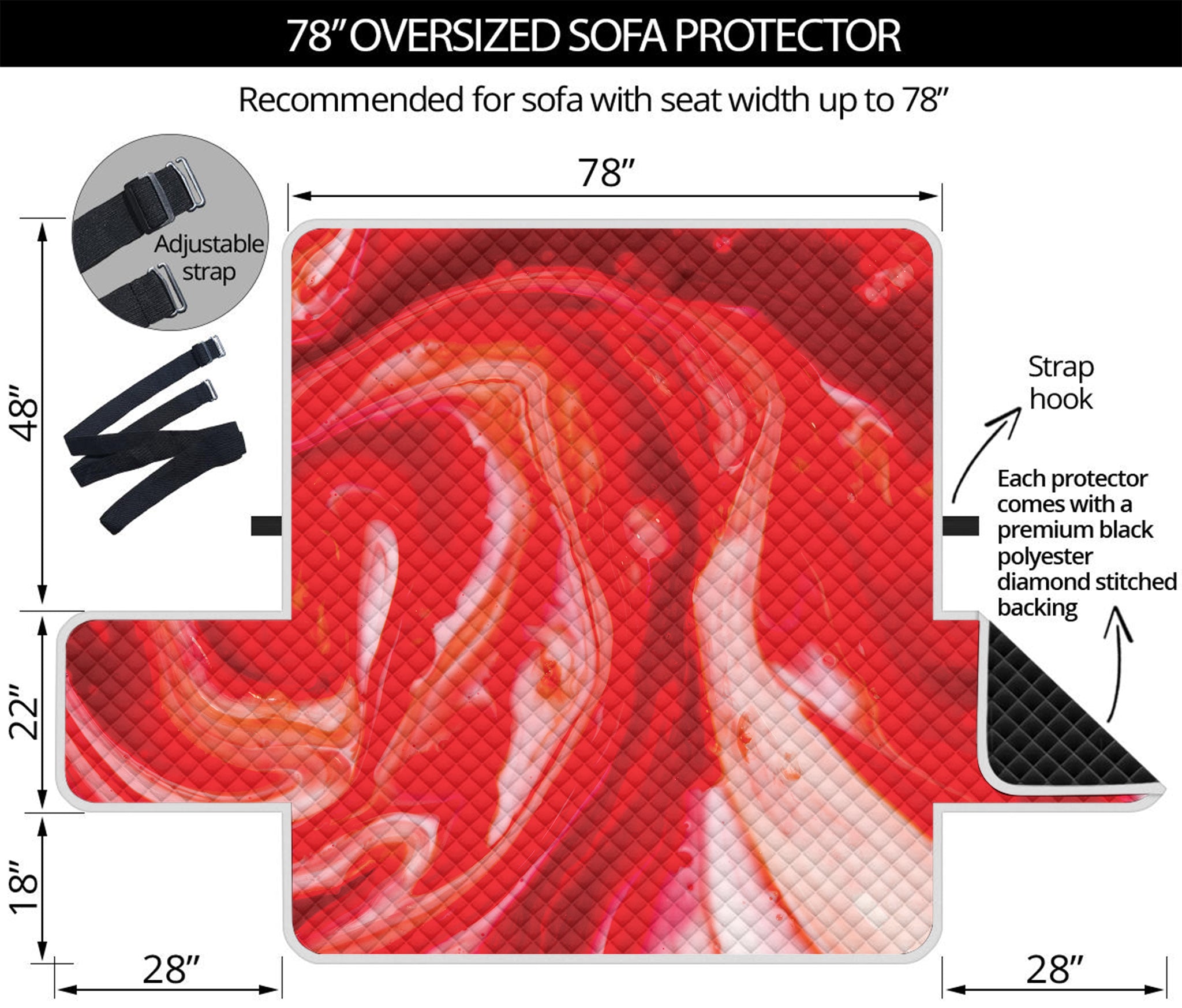 Red Acid Melt Print Oversized Sofa Protector