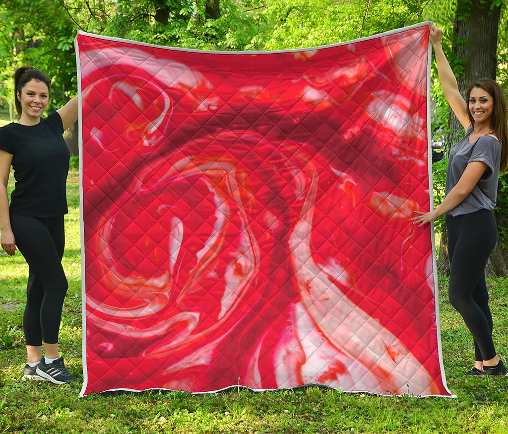 Red Acid Melt Print Quilt