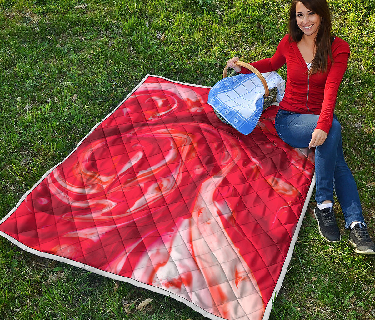Red Acid Melt Print Quilt