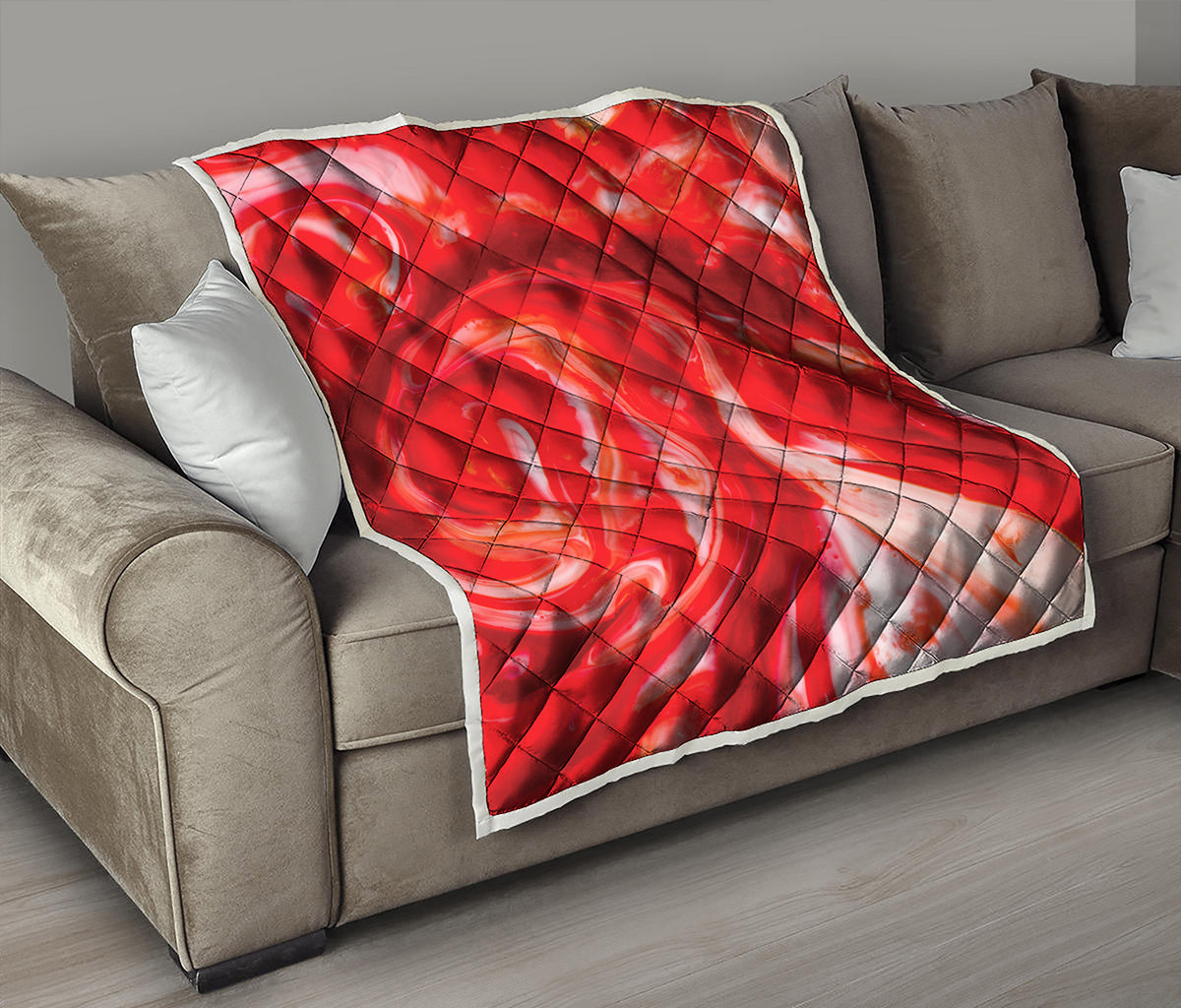 Red Acid Melt Print Quilt