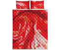 Red Acid Melt Print Quilt Bed Set