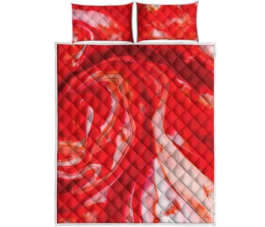 Red Acid Melt Print Quilt Bed Set