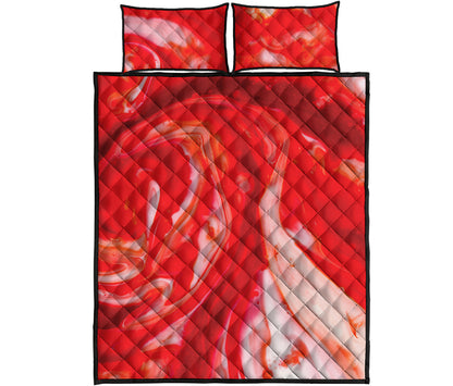 Red Acid Melt Print Quilt Bed Set