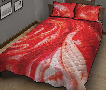 Red Acid Melt Print Quilt Bed Set