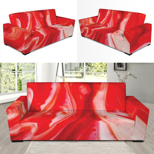 Red Acid Melt Print Sofa Slipcover