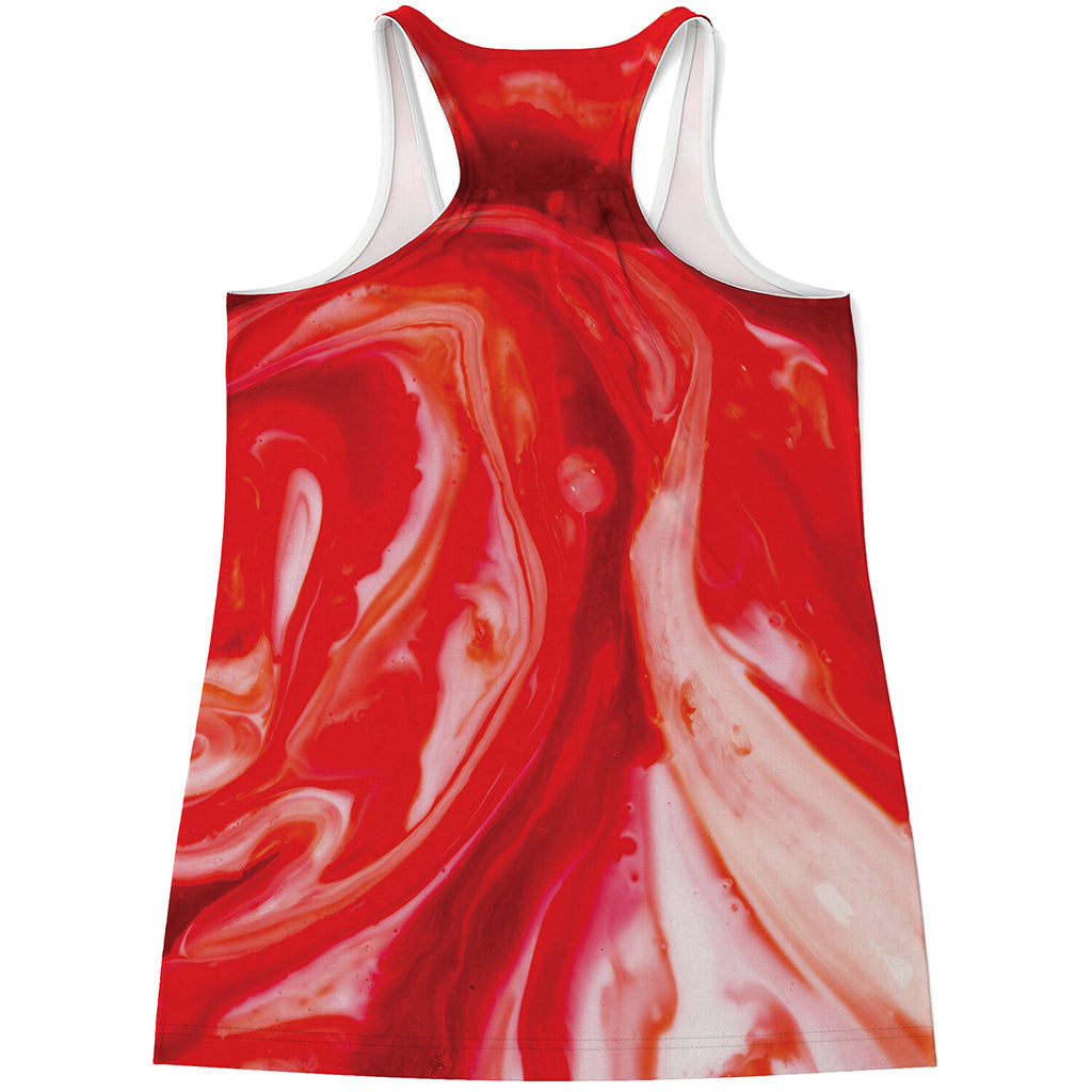 Red Acid Melt Print Women's Racerback Tank Top