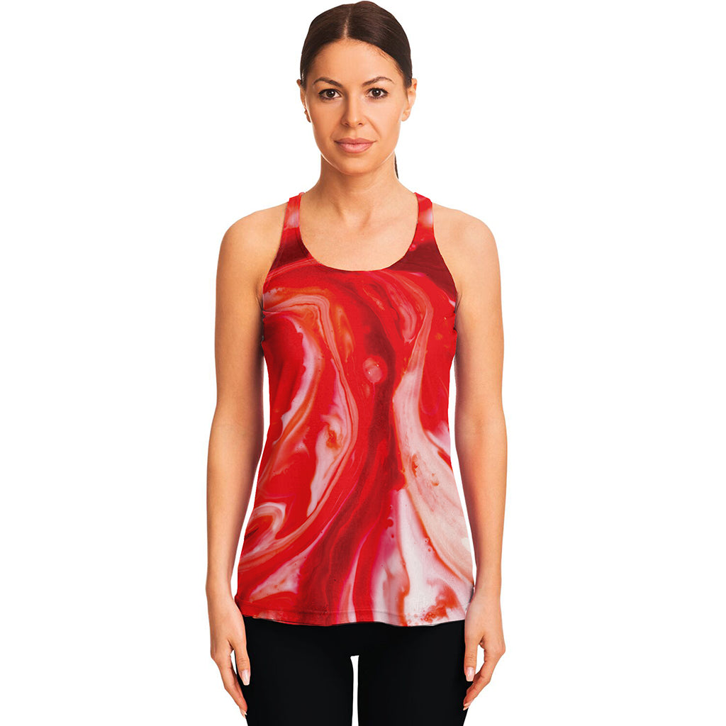 Red Acid Melt Print Women's Racerback Tank Top