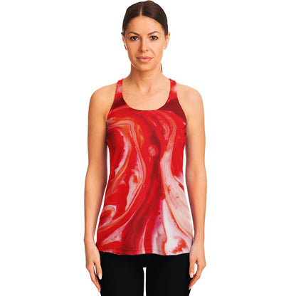 Red Acid Melt Print Women's Racerback Tank Top