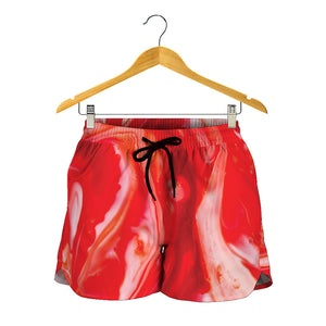 Red Acid Melt Print Women's Shorts