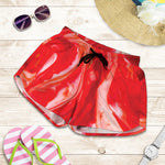 Red Acid Melt Print Women's Shorts