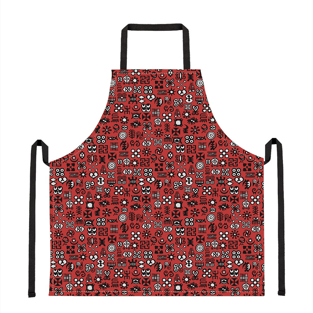 Red Adinkra Tribe Symbols Print Apron