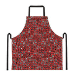 Red Adinkra Tribe Symbols Print Apron