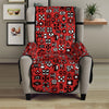 Red Adinkra Tribe Symbols Print Armchair Protector