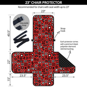 Red Adinkra Tribe Symbols Print Armchair Protector