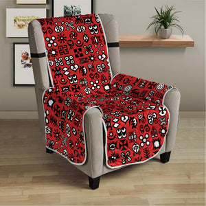 Red Adinkra Tribe Symbols Print Armchair Protector