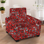 Red Adinkra Tribe Symbols Print Armchair Slipcover