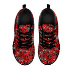 Red Adinkra Tribe Symbols Print Black Sneakers