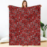 Red Adinkra Tribe Symbols Print Blanket