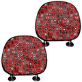 Red Adinkra Tribe Symbols Print Car Headrest Covers