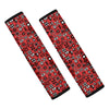 Red Adinkra Tribe Symbols Print Car Seat Belt Covers