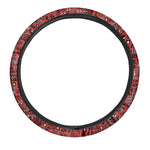 Red Adinkra Tribe Symbols Print Car Steering Wheel Cover