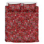 Red Adinkra Tribe Symbols Print Duvet Cover Bedding Set