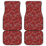 Red Adinkra Tribe Symbols Print Front and Back Car Floor Mats